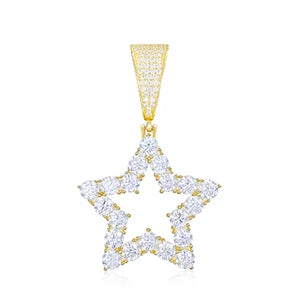 925 Sterling Silver Fashion Personality Hollow Star Pendant Necklaces D Color VVS Moissanite Bling Hip Hop Iced Out Jewelry Gift