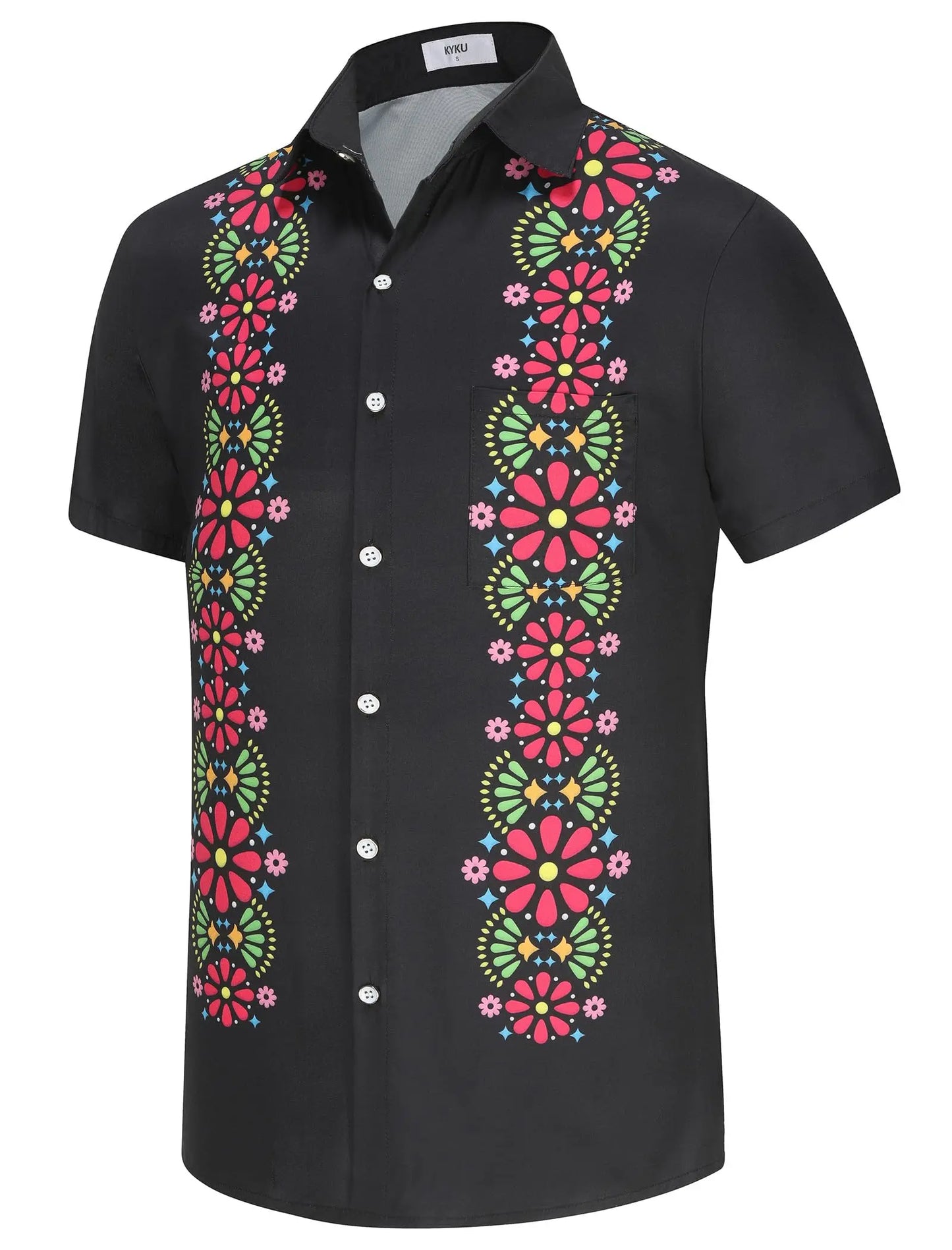 KYKU Mexico Shirt for Men Funny Beach Shirts Hawaiian Button Down Short Sleeve