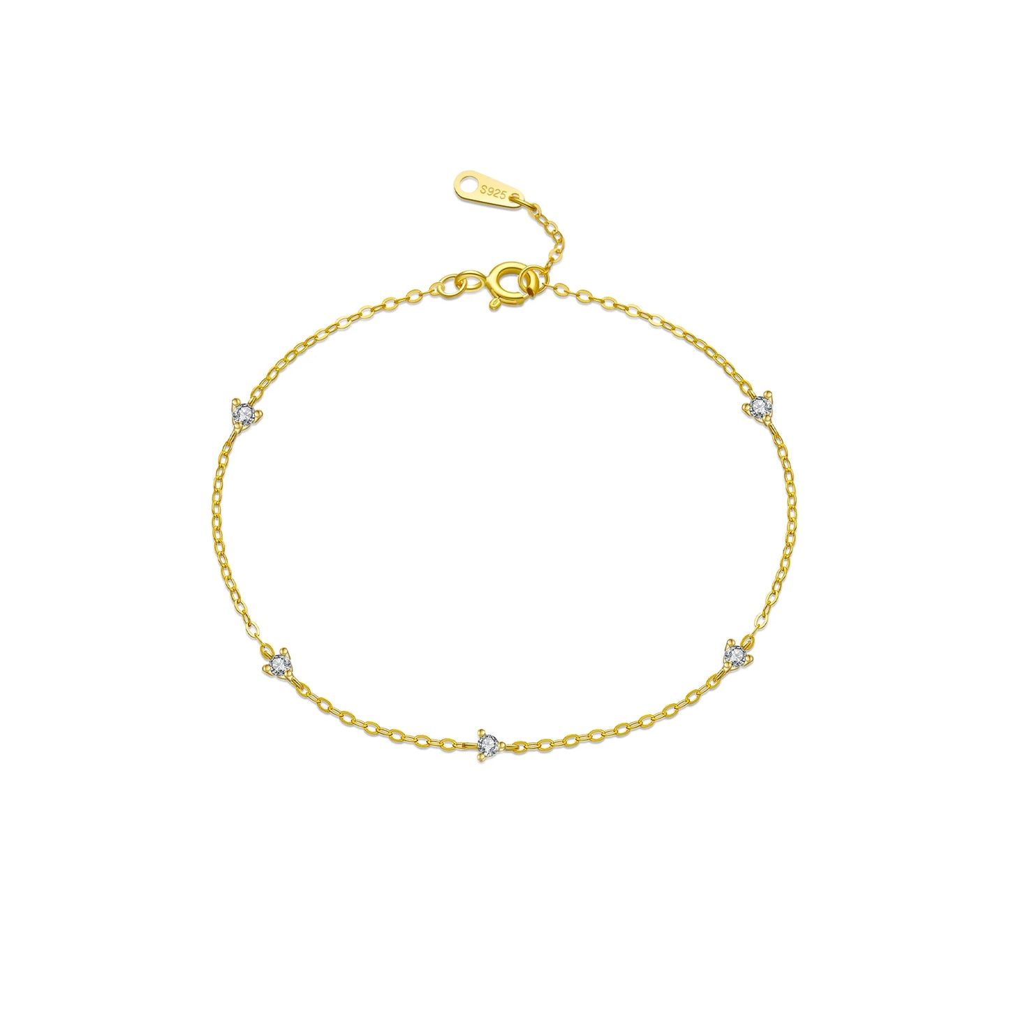 DPLAOPA 925 Sterling Silver Gold  Zircon CZ Charm Yard Bracelet Women Luxury Fine Jewelry 2022 Wedding Jewels Thin Jewels