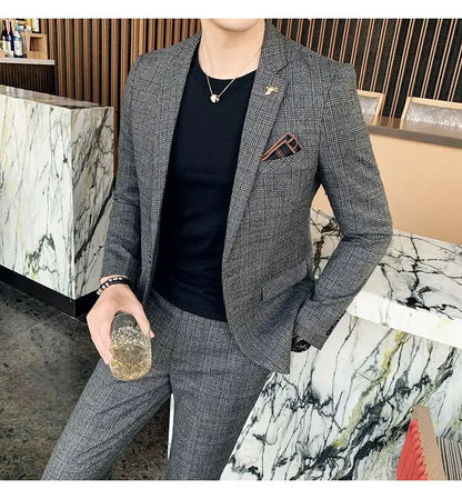 2025 Suit (Blazer+ Pants) Men's Fashion Hosts British Style Work Business Wedding Casual Art Style Elegant Gentleman Suit M-5XL