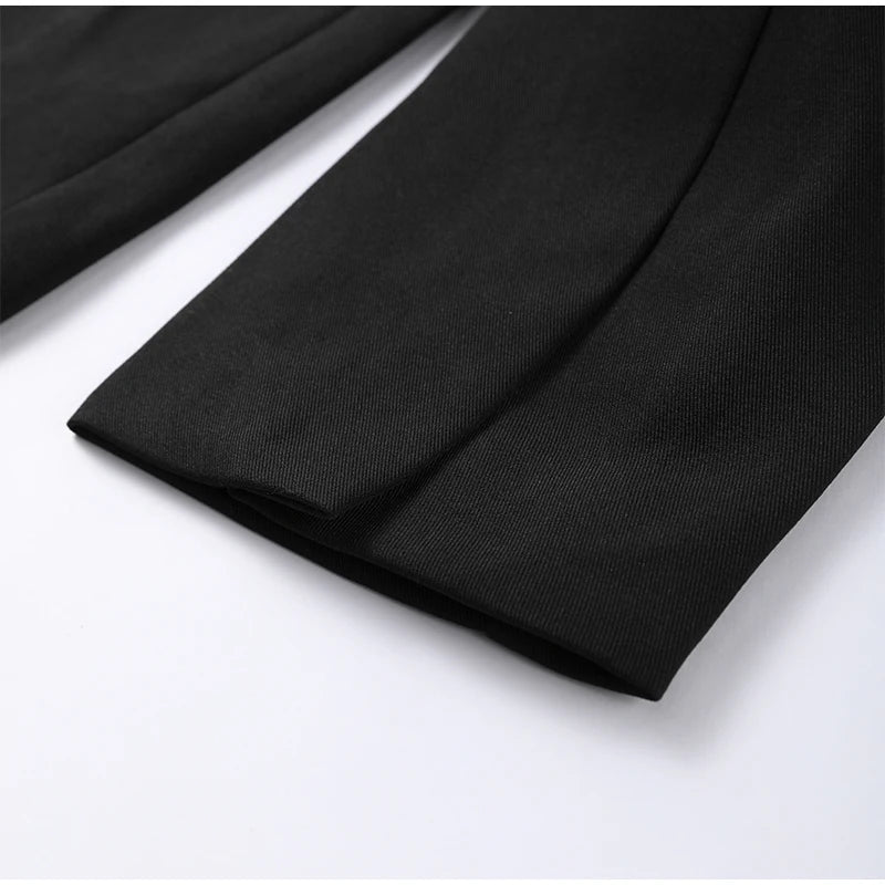 Elegant Black Slim Fit Blazer Jacket Women Retro Lapel Single Breasted Suit Jackets Female 2025 Chic Versatile Street Office