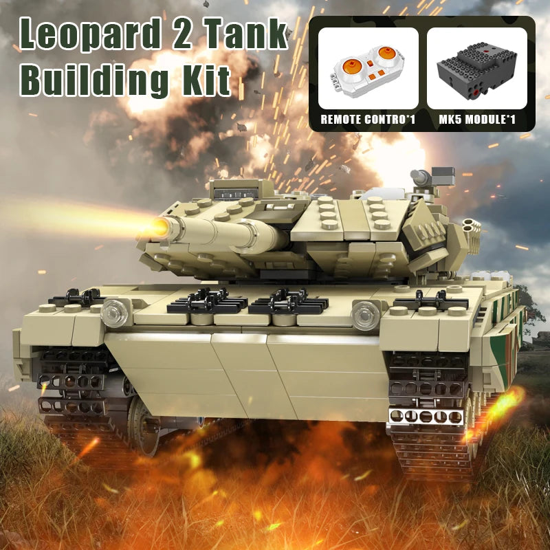 Mould King 20020 Technical Tank Toys The APP&RC Leopard 2 Tank Building Block Assembly Tank Brick Set Kids Christmas Gift