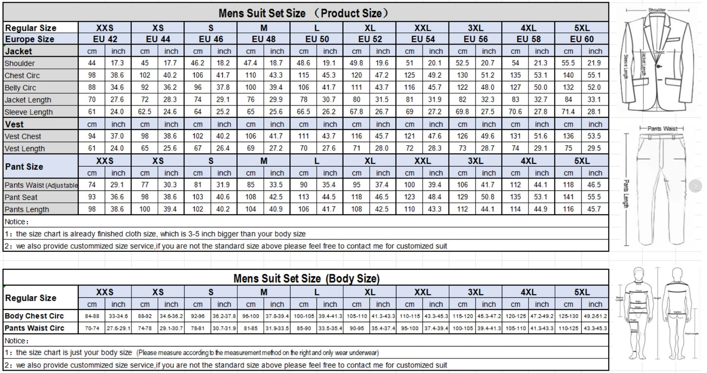 Fashion Men's Suits 3 Piece Groom Bestmen Slim Fit Wedding Prom Party Tuxedo Elegant Formal Events Dress Suit (Blazer+Vest+Pant)