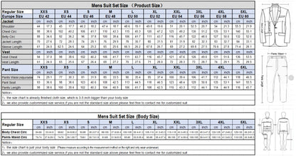 Fashion Men's Suits 3 Piece Groom Bestmen Slim Fit Wedding Prom Party Tuxedo Elegant Formal Events Dress Suit (Blazer+Vest+Pant)