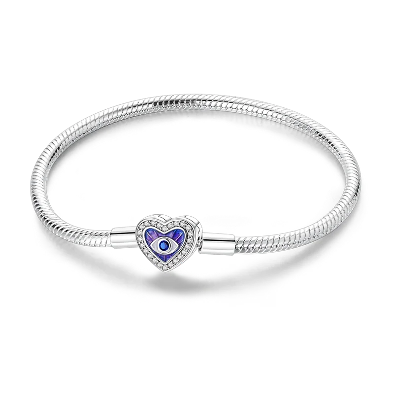 925 Sterling Silver Bracelets 17-20CM Original Golden Sparkling Heart Shaped Bracelet Fit DIY Charms Beads Fashion Women Jewelry