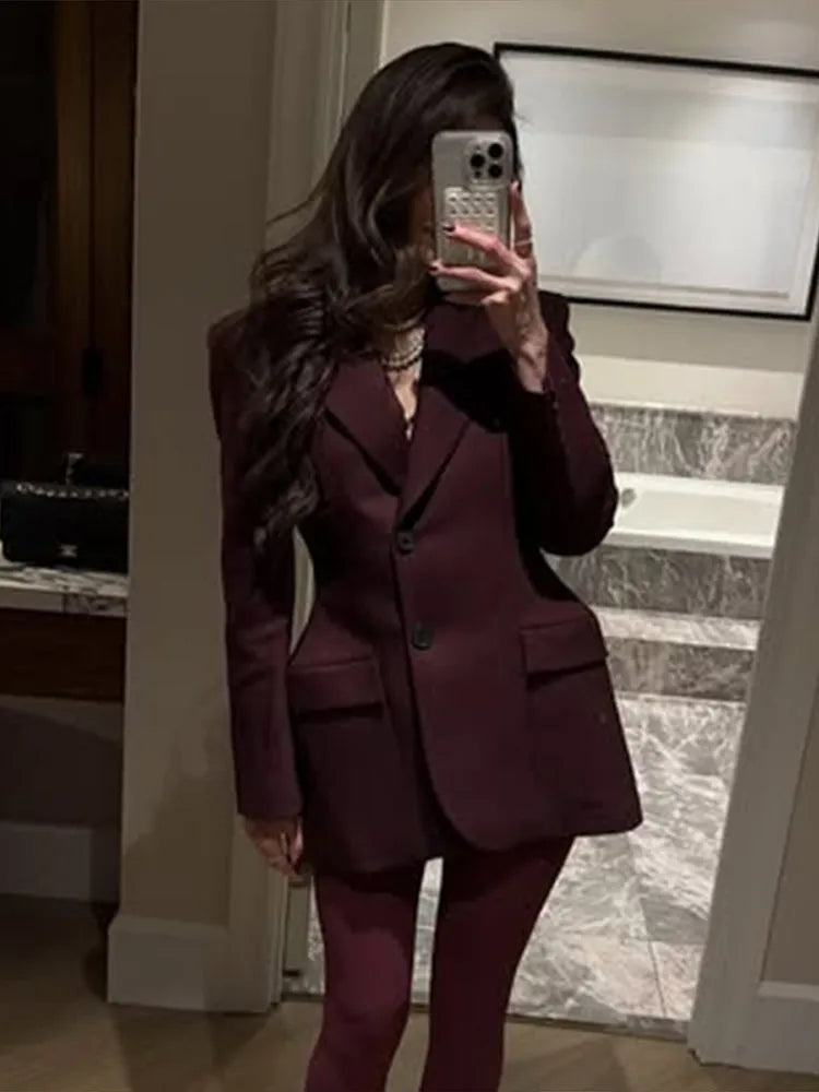 Elegant Black Slim Fit Blazer Jacket Women Retro Lapel Single Breasted Suit Jackets Female 2025 Chic Versatile Street Office