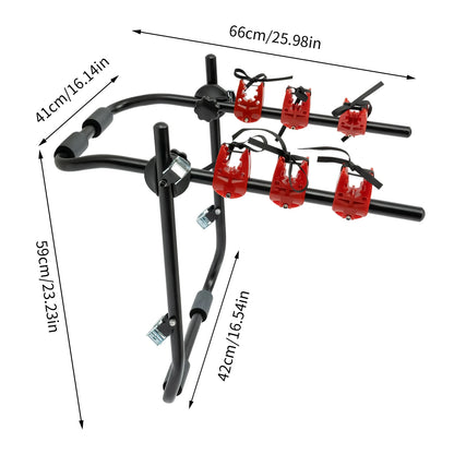 3-Bike Trunk Mount Rack with Fixed Strap Bike Rack for Car Trunk Bicycle Rack Carrier for Light-Weight/Kids Bikes Mounts 3 Bikes