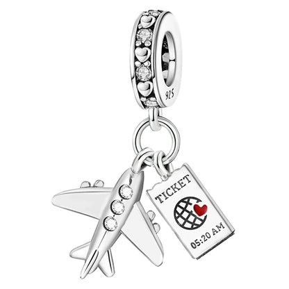 925 Sterling Silver Pink Luggage Rainbow Life Travel Charms Bead Diy Bracelet Bangle Making Gift Of High Quality Fine Jewelry