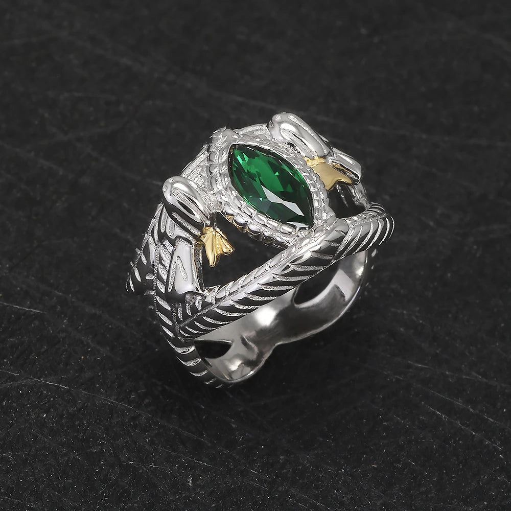 925 Sterling Silver Lord Ring of Barahir, LOTR Aragorn Gondor Wedding Band, Fantasy Movie Inspired Jewelry Gift for Men