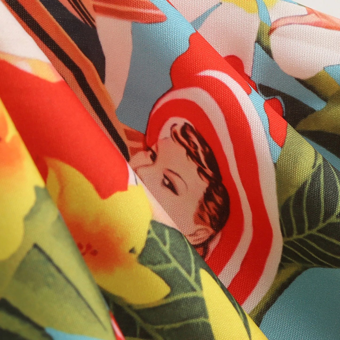 Sweet Skirt for Fashion Girl Vintage Printing High Waist Bow Beach Holiday Slim Fit Eleagnt Versatile Skirt With Ruffle Swing