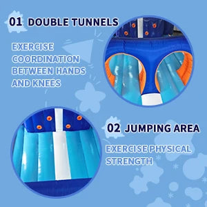 Inflatable Bounce House Obstacle Course for Kids - 2 Racing Slides, Spacious Jumping Area, Tunnels & Climbing Walls with Blower