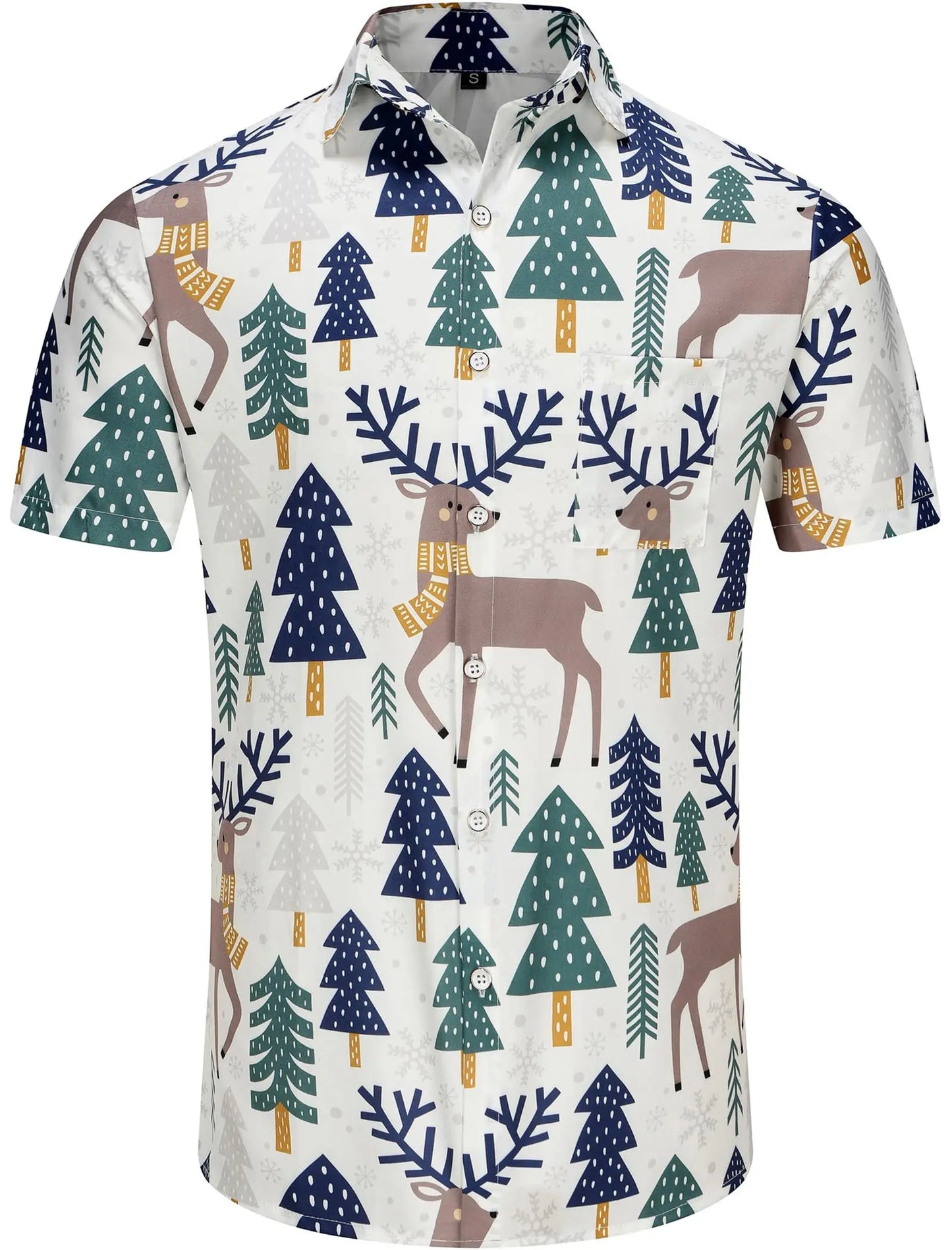 KYKU Hawaiian Shirts for Men Santa Claus Party Casual Button Down Short Sleeve Shirt with Pocket