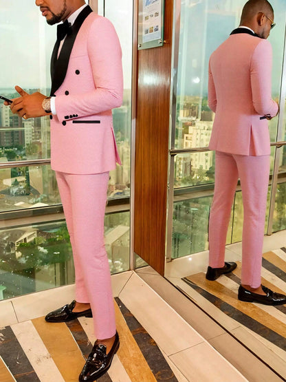 Men's two-piece slim-fitting floral tuxedo suit, paisley lapel single-button single-breasted suit jacket and pants set, suitable