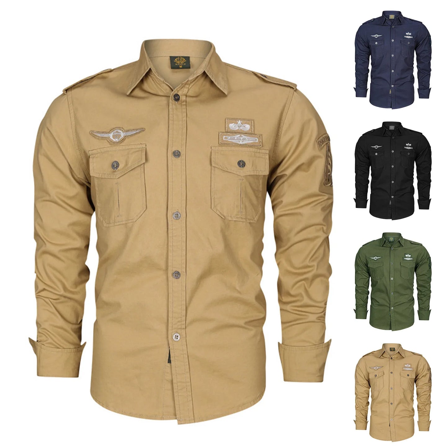 Men'S Solid Color Linen Shirt Mens Spring And Autumn Outdoor Tooling Solid Color Casual Long Sleeved Shirt VêTement Homme