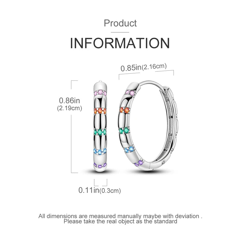 925 Sterling Silver Colorful Crystal Clover Hoop Earrings Stud Ear Wires For Women Wedding Engagement Girlfriend Birthday Gift