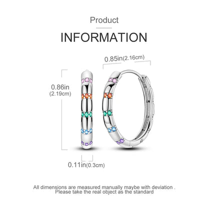 925 Sterling Silver Colorful Crystal Clover Hoop Earrings Stud Ear Wires For Women Wedding Engagement Girlfriend Birthday Gift