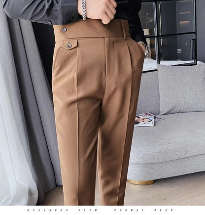 Korean Style Naples Suit Pants For Men Smart Casual High Waist Slim Fit Pencil Trousers Spring Summer Fashion Youth England Pant