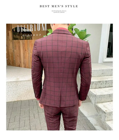 2025 Suit (Blazer+ Pants) Men's Fashion Hosts British Style Work Business Wedding Casual Art Style Elegant Gentleman Suit M-5XL