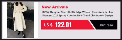 BZVW Women's 2 Pieces Sets Fashion Striped Suit Jacket V-neck Sleeveless Single Breasted Slit Dress Autumn 2025 New 5R5493