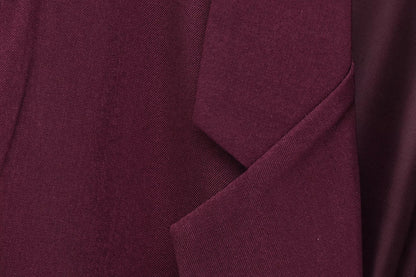 KONDALA Vintage Chic Office Lady Red Solid Women Suit Notched Single Button Pockets Blazer Straight Loose Pants Fashion 2025 Set