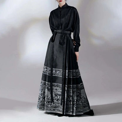 Long Skirts Vintage Y2K Skirt Horse Face Skirt Fashion Clothes Casual Ethnic Style Streetwear Elegant Chinese Hanfu Costume