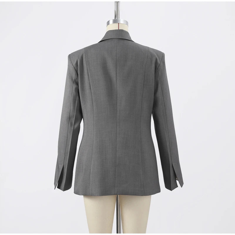 Elegant Black Slim Fit Blazer Jacket Women Retro Lapel Single Breasted Suit Jackets Female 2025 Chic Versatile Street Office