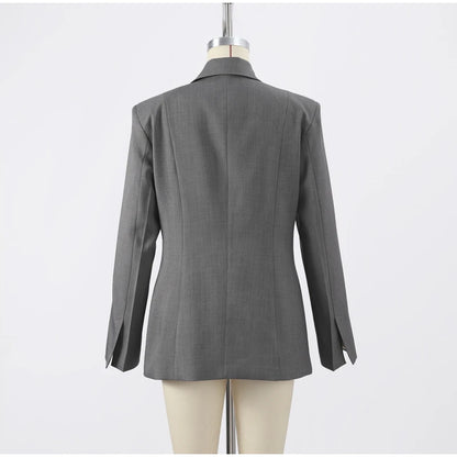 Elegant Black Slim Fit Blazer Jacket Women Retro Lapel Single Breasted Suit Jackets Female 2025 Chic Versatile Street Office