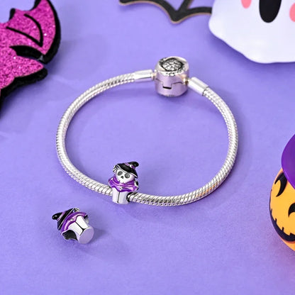 2025 New Halloween Charm Emit Light Bead 925 Sterling Silver Pumpkin Witch Skull Charm Fit Bracelet Pendant Women Jewelry Making