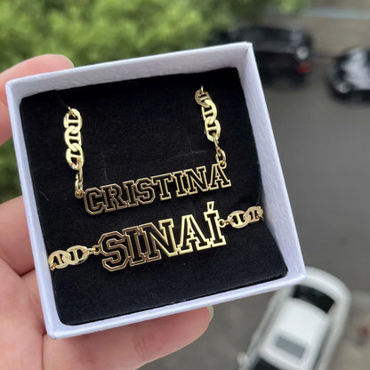 Personalized Name Kids Set Necklace Custom Letter Bracelet Stainless Steel Mini Earrings Gift for Kids