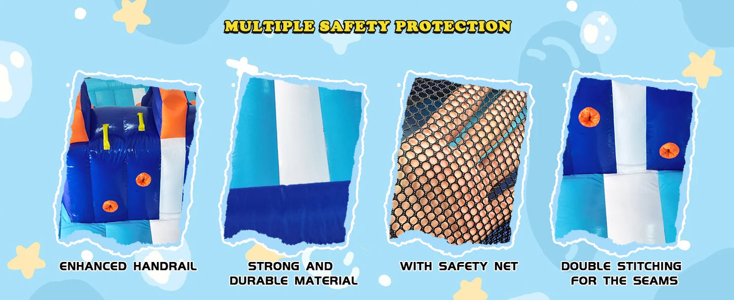 Inflatable Bounce House Obstacle Course for Kids - 2 Racing Slides, Spacious Jumping Area, Tunnels & Climbing Walls with Blower