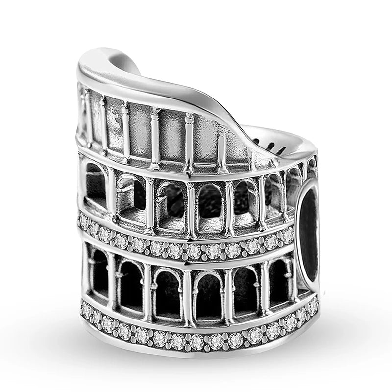 925 Sterling Silver Pink Luggage Rainbow Life Travel Charms Bead Diy Bracelet Bangle Making Gift Of High Quality Fine Jewelry