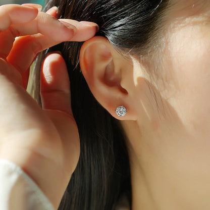 1ct Moissanite Earrings 925 Silver 18K Gold Plated 4 Prong Stud Elegant Jewelry for Women Comes with GRA Certificate