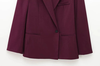 KONDALA Vintage Chic Office Lady Red Solid Women Suit Notched Single Button Pockets Blazer Straight Loose Pants Fashion 2025 Set
