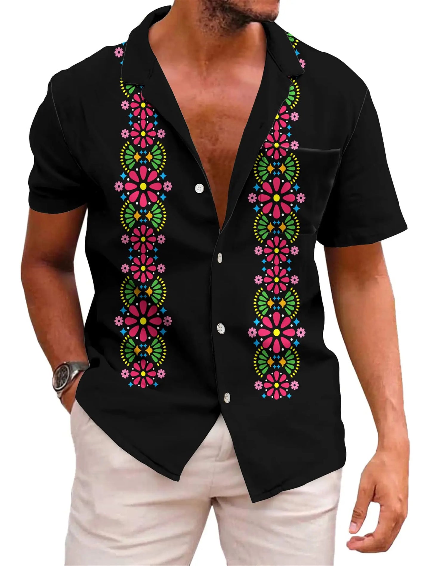 KYKU Mexico Shirt for Men Funny Beach Shirts Hawaiian Button Down Short Sleeve