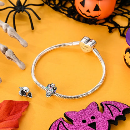 2025 New Halloween Charm Emit Light Bead 925 Sterling Silver Pumpkin Witch Skull Charm Fit Bracelet Pendant Women Jewelry Making