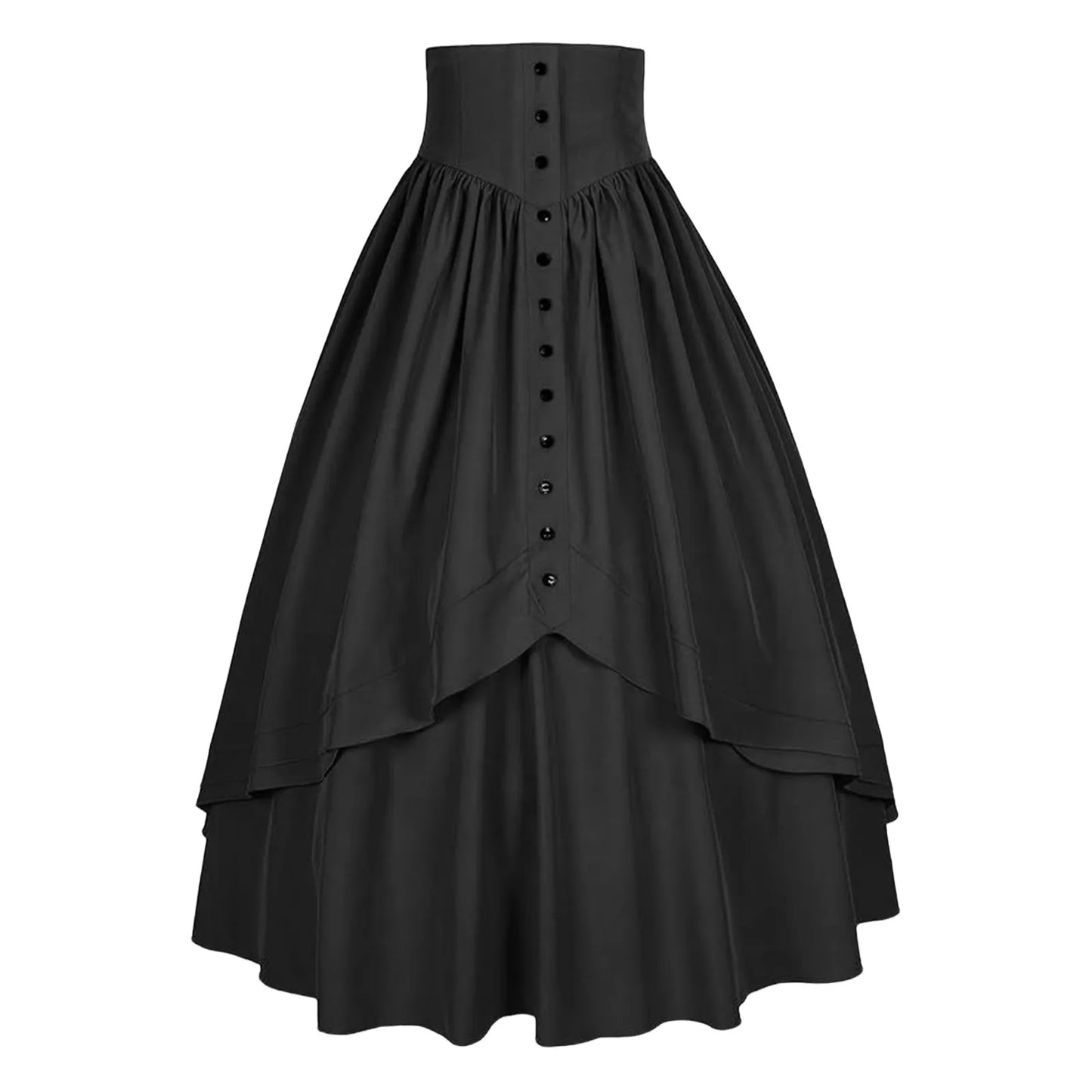 Women Vintage Maxi Skirt Medieval Retro High Waist A Line Victorian Long Skirt Steampunk Gothic Ruffled Hem Pleated Party Skirts