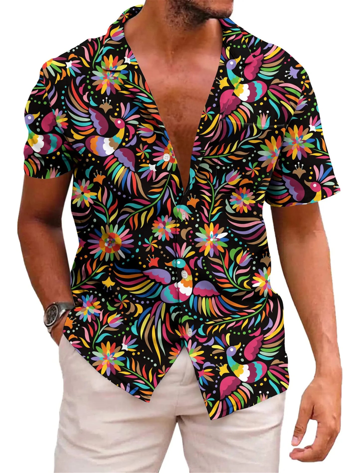 KYKU Mexico Shirt for Men Funny Beach Shirts Hawaiian Button Down Short Sleeve