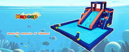 Hapcap Inflatable Water Slide Pool Bounce House for Kids,Large Slide and Splash Pool, Backyard Summer Outdoors