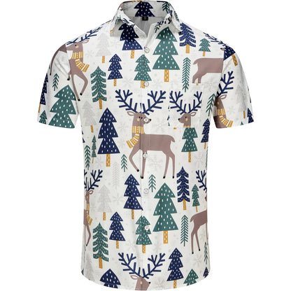 KYKU Hawaiian Shirts for Men Santa Claus Party Casual Button Down Short Sleeve Shirt with Pocket