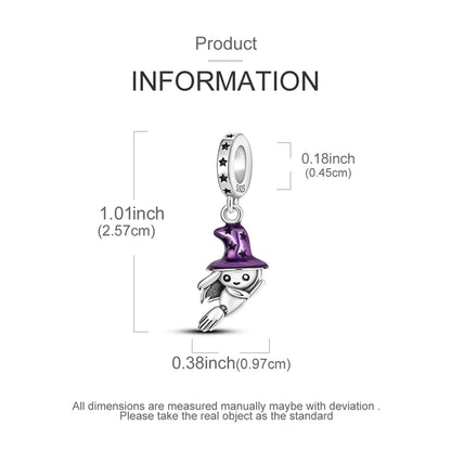 2025 New Halloween Charm Emit Light Bead 925 Sterling Silver Pumpkin Witch Skull Charm Fit Bracelet Pendant Women Jewelry Making