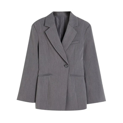 Elegant Black Slim Fit Blazer Jacket Women Retro Lapel Single Breasted Suit Jackets Female 2025 Chic Versatile Street Office