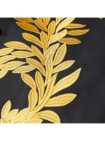 Men's floral embroidery slim-fitting single-button two-piece suit, suitable for parties, evening events, weddings, banquets, and