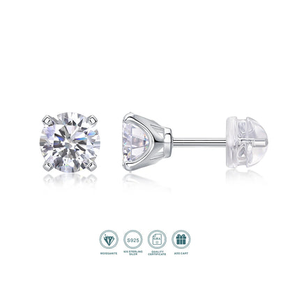 1ct Moissanite Earrings 925 Silver 18K Gold Plated 4 Prong Stud Elegant Jewelry for Women Comes with GRA Certificate