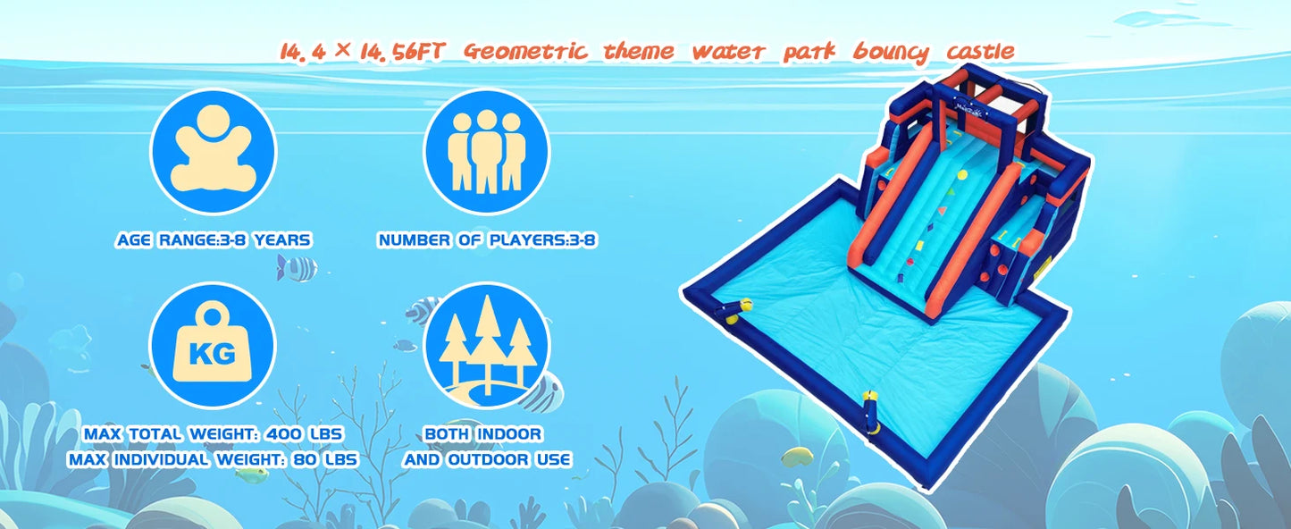 Hapcap Inflatable Water Slide Pool Bounce House for Kids,Large Slide and Splash Pool, Backyard Summer Outdoors