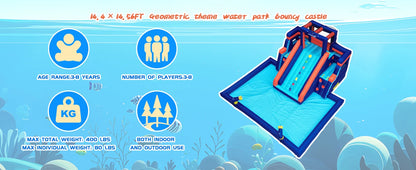 Hapcap Inflatable Water Slide Pool Bounce House for Kids,Large Slide and Splash Pool, Backyard Summer Outdoors