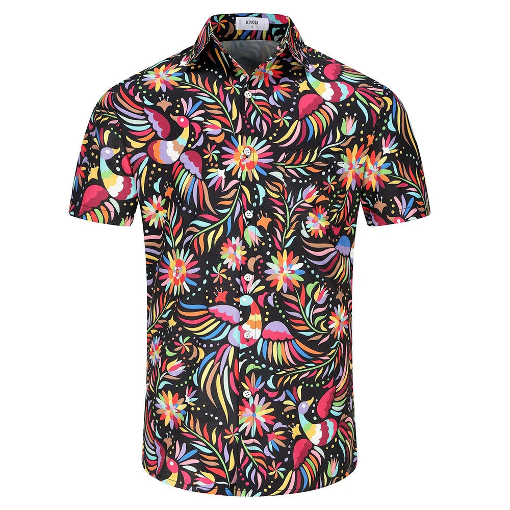 KYKU Mexico Shirt for Men Funny Beach Shirts Hawaiian Button Down Short Sleeve