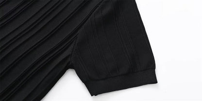 Korean Luxury Slim Soild Retro Tops Tees Clothes Knit Shirts Short Sleeve Quarter Zip Casual T Shirts Retro Camisas De Hombre