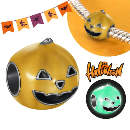 2025 New Halloween Charm Emit Light Bead 925 Sterling Silver Pumpkin Witch Skull Charm Fit Bracelet Pendant Women Jewelry Making