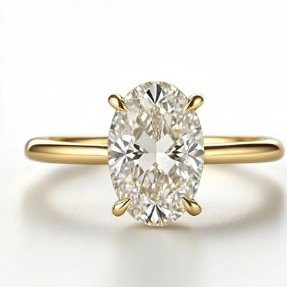2026 New Personalized Fashion Oval Diamond Ring, Classic Four-claw Wedding Ring, Female