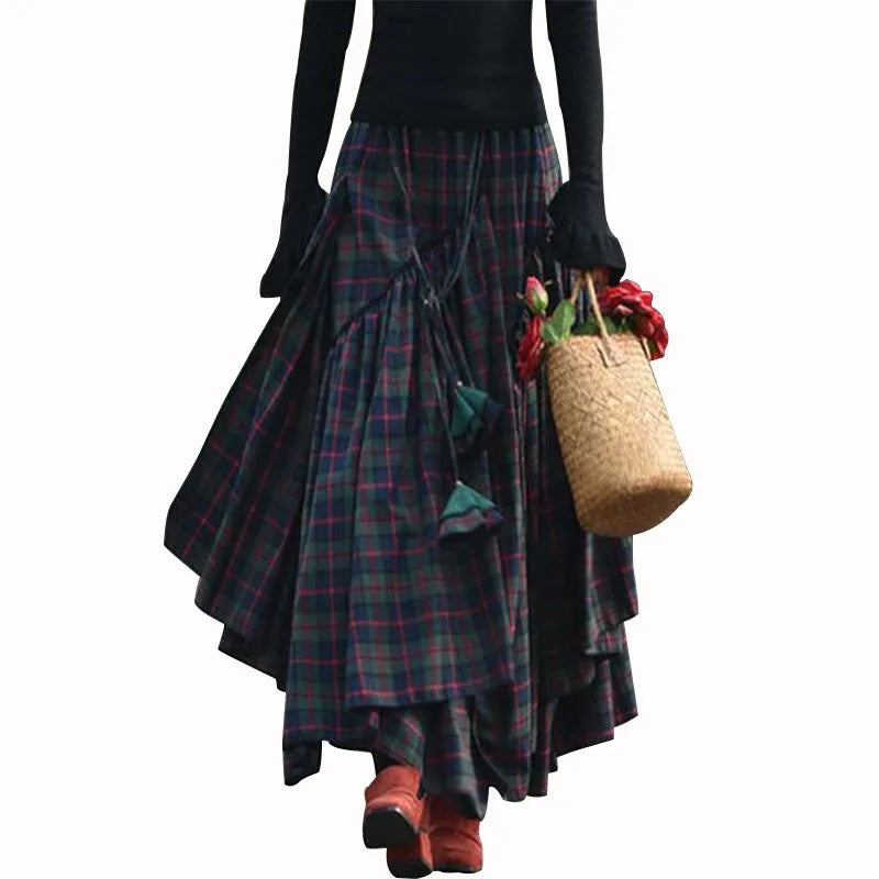 Tulle Skirt For Girls Women'S Checked Skirt Long Tartan Retro Maxi Skirt High Waist Tartan Matching Skirt And Top Set For Women